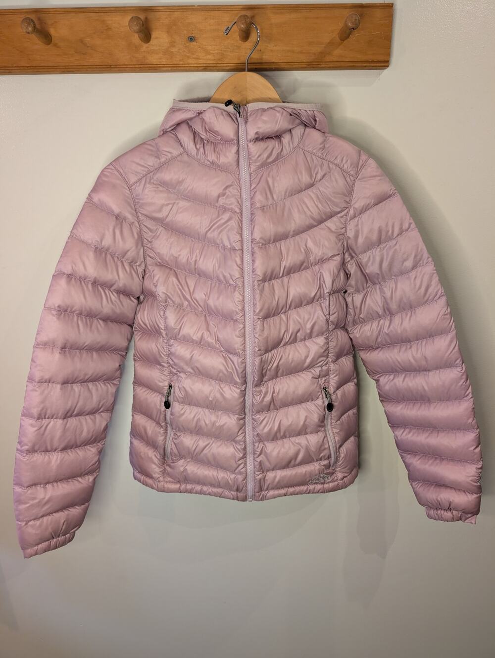 L.L.Bean Womens Goose Down Puffer Jacket Hooded Packable Dusty Pink DownTek XS